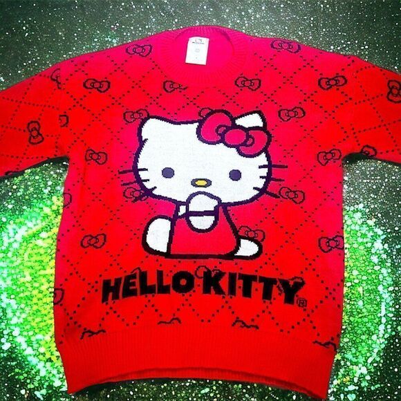 Sanrio red sitting Hello Kitty bows sweater - Picture 1 of 6